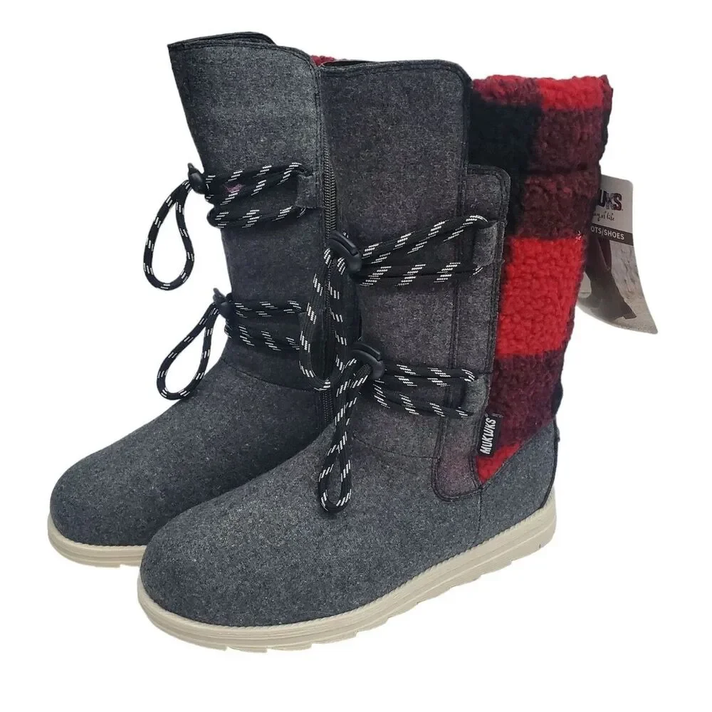 Muk Luks Dinah Boots Womens 8 Buffalo Plaid Water Resistant Cabin Core Gorpcore